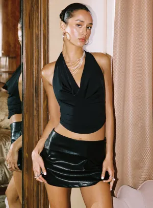 Lupton Pu Mini Skirt Black Elegant Look High Street Fashion