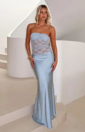 Daily Fit Fall In Love With You Strapless Maxi Dress Sky Blue