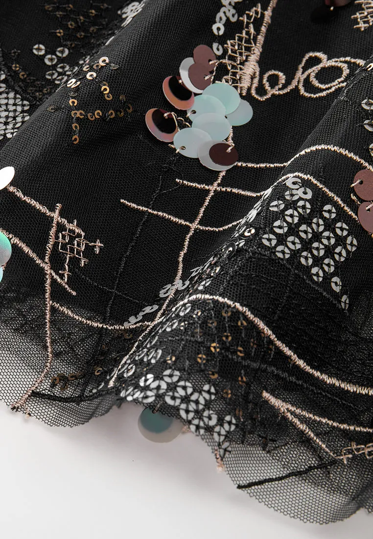 Energy Mood City Beat Glamorous Sequin-embellished Sleeveless Mesh Dress