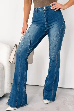 ConvertibleSleeves Antistatic Rural Retreat Seam Detail Flare Jeans (Medium Wash)