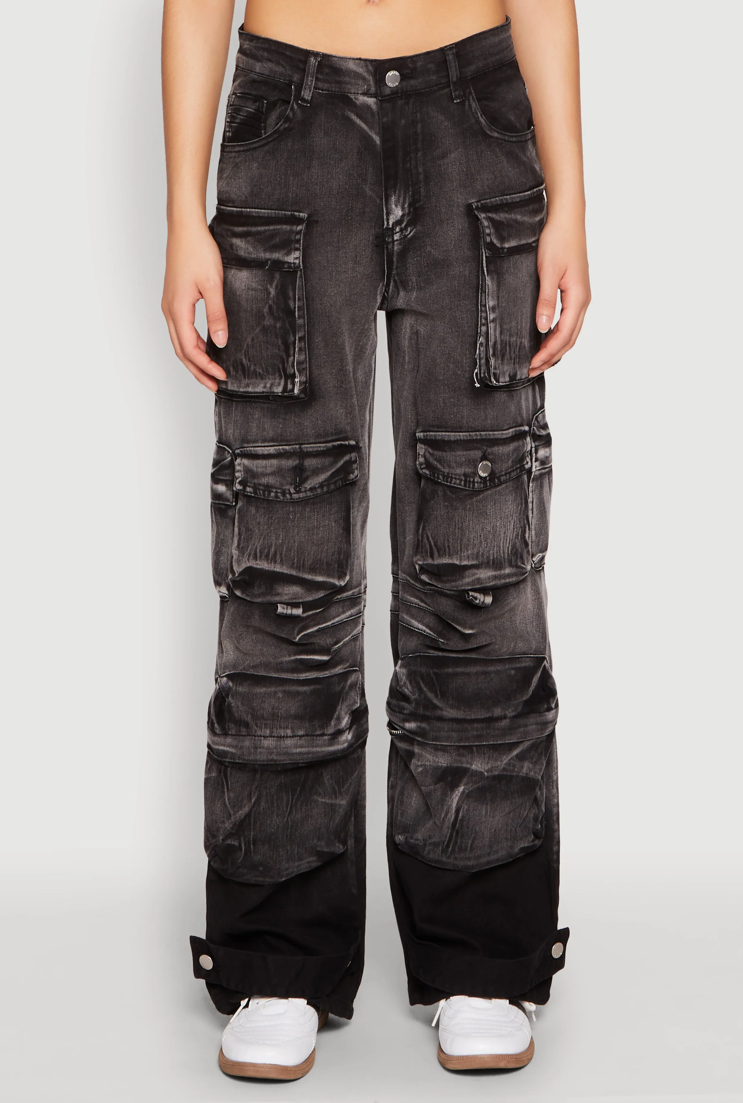 Daisy Mineral Wash Multi Pocket Cargo Jeans Active Wear Lightweight Denim