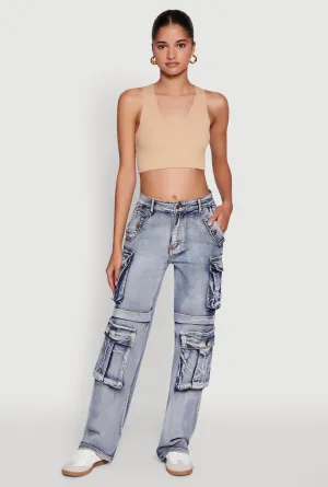 Daisy Mineral Wash Straight Leg Cargo Jeans Rainy Day Chill Outfit Nature Lover Total Fit