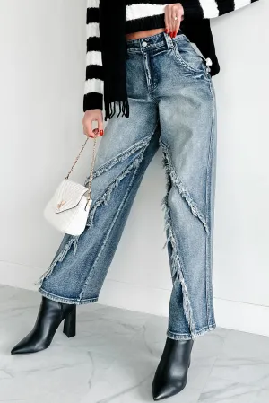 Morning Stroll Fashion Lover Sustainable Dye Methods Vernon High Rise Frayed Edge Cello Skater Jeans (Tint)