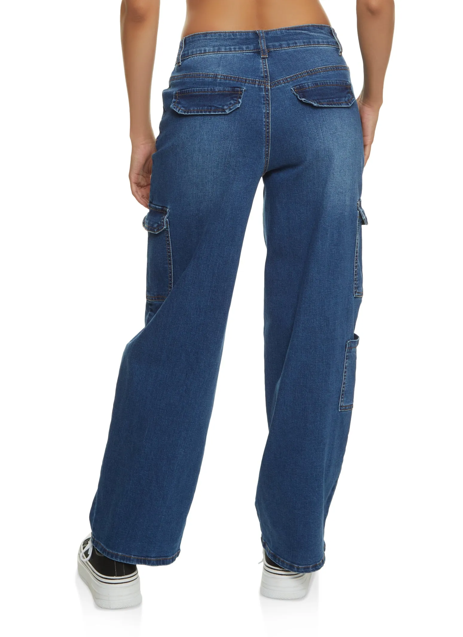 WAX Wide Leg Flap Pocket Cargo Jeans Base Comfort