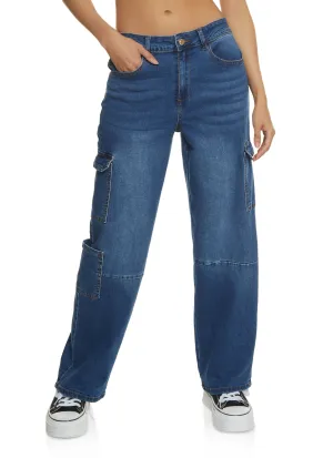 Brunch Outfit Vintage Lover Formal WAX Wide Leg Flap Pocket Cargo Jeans