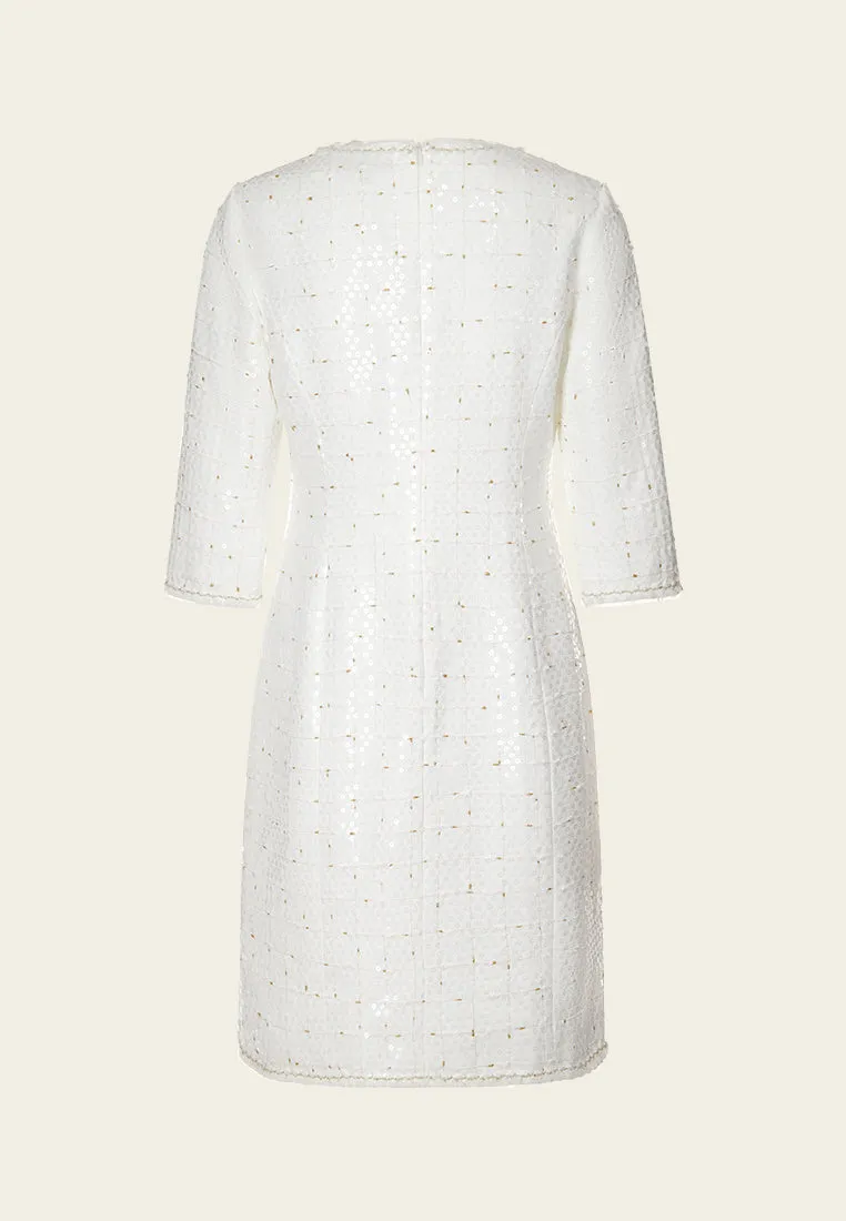 Gentle Glow Appliqu??-detail Three-quarter Sleeve Slim-fit Dress