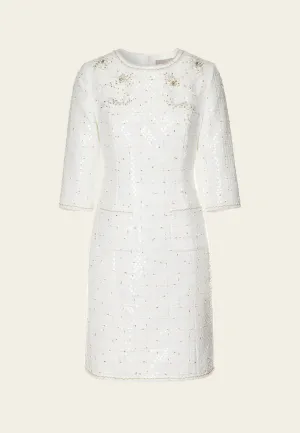 American Ease Appliqu??-detail Three-quarter Sleeve Slim-fit Dress