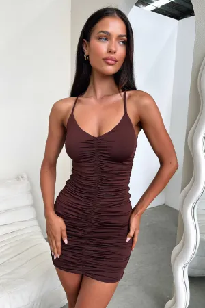Cindy Dress - Brown Late Glam