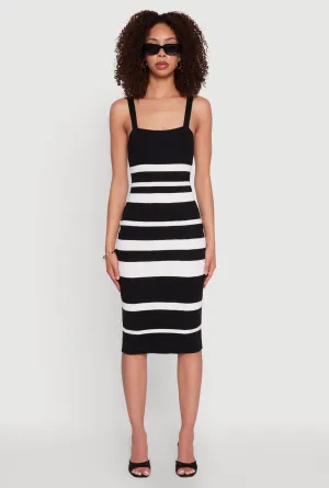 Flattering Fashion Grass Smell Madden Girl Striped Rib Knit Tank Dress