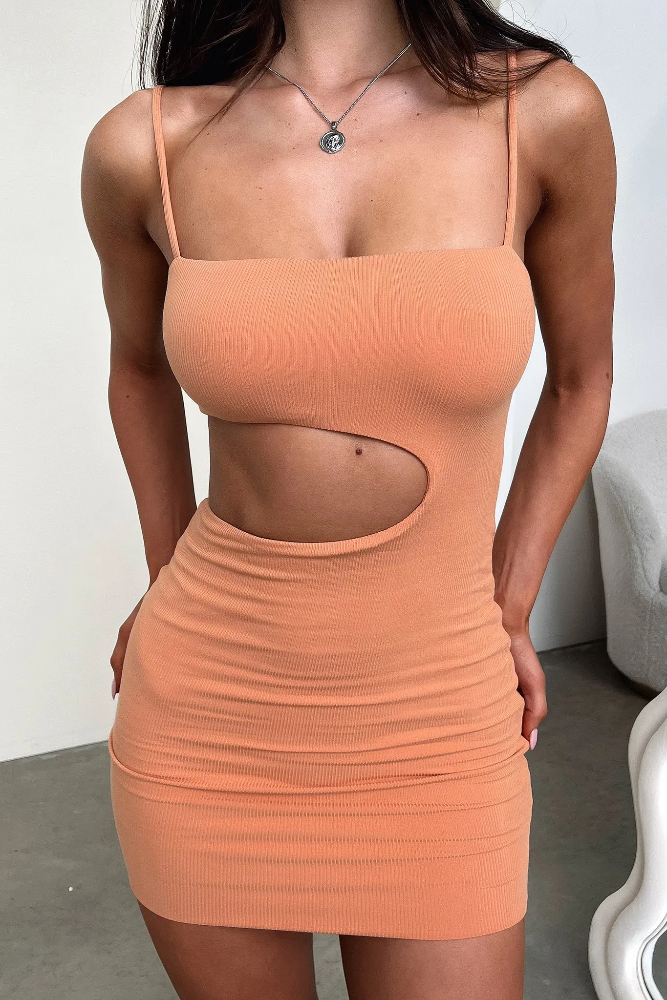 Reinforced Stitching Avana Dress - Dull Orange