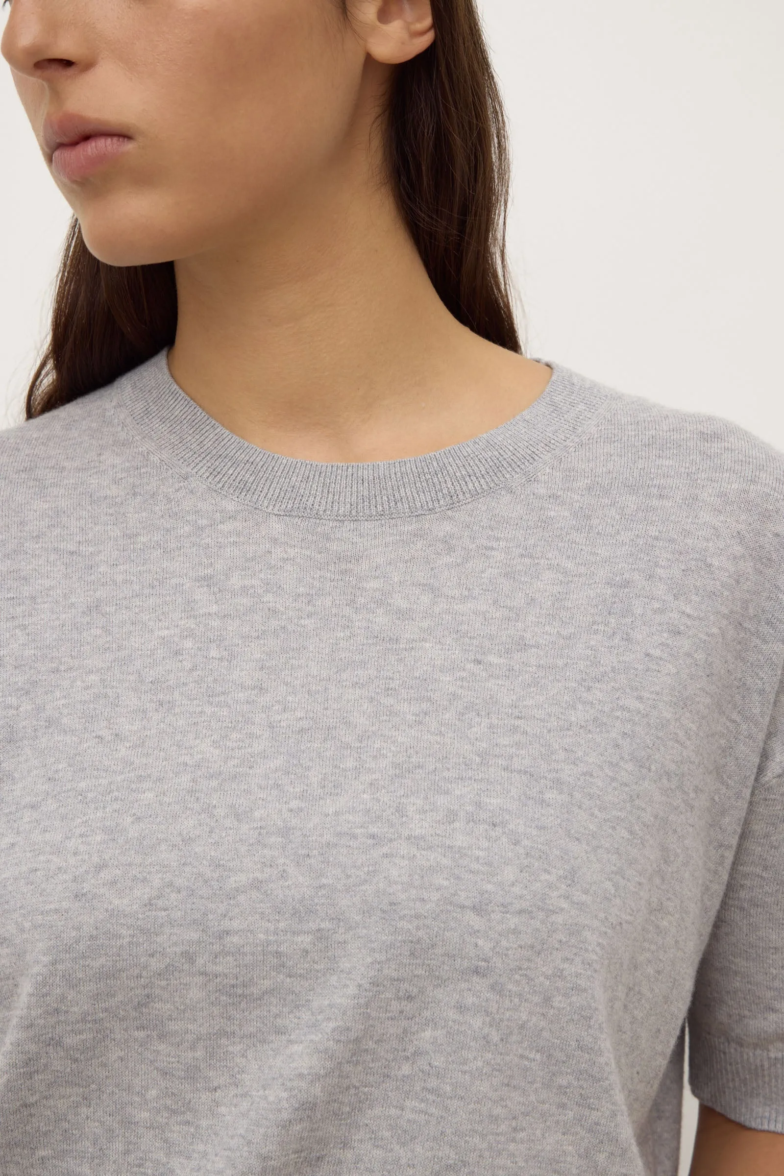 Vanya Cotton Cashmere Knit Tee Organza Fit