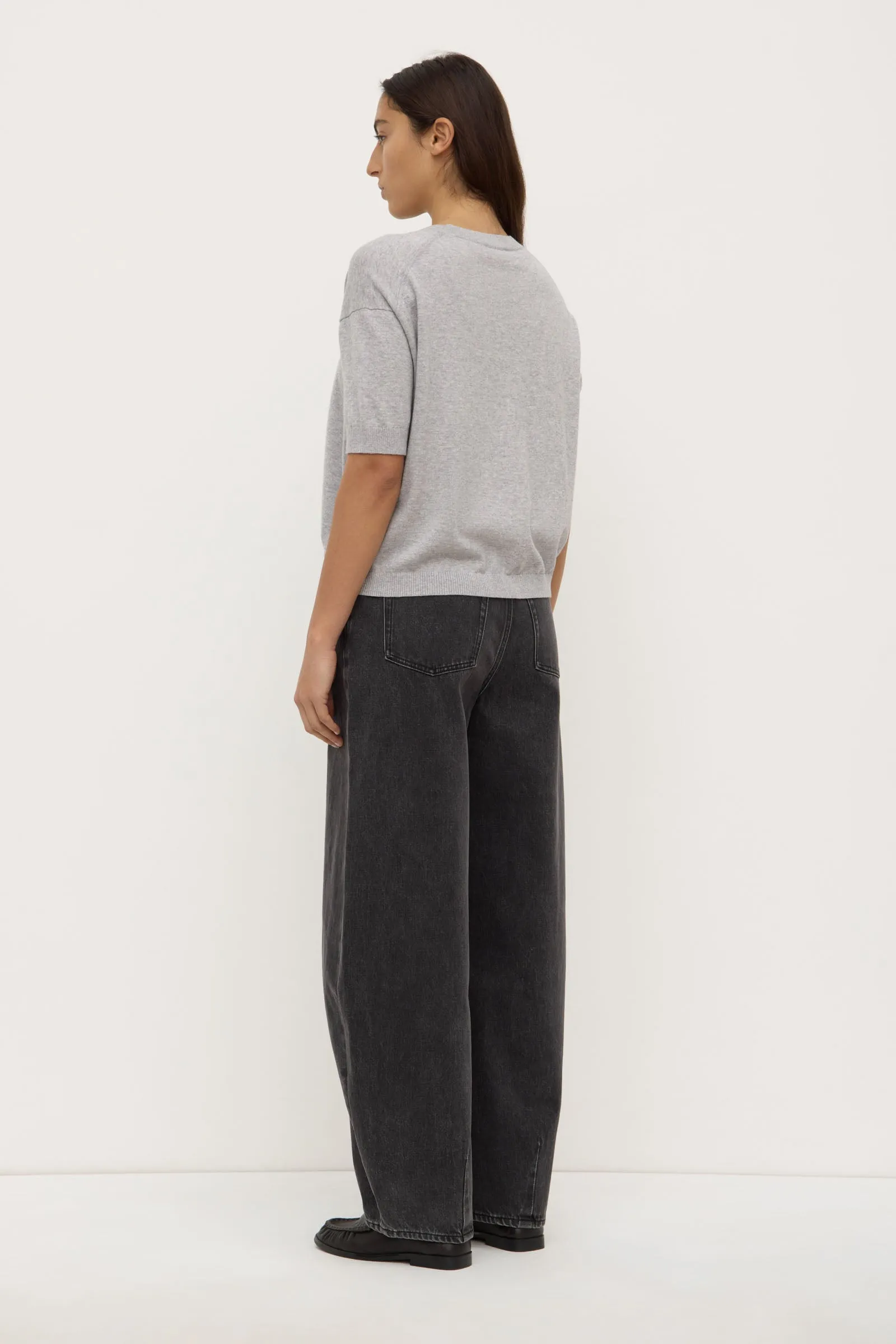 Vanya Cotton Cashmere Knit Tee WrinkleFreeTexture NoSlipGrip