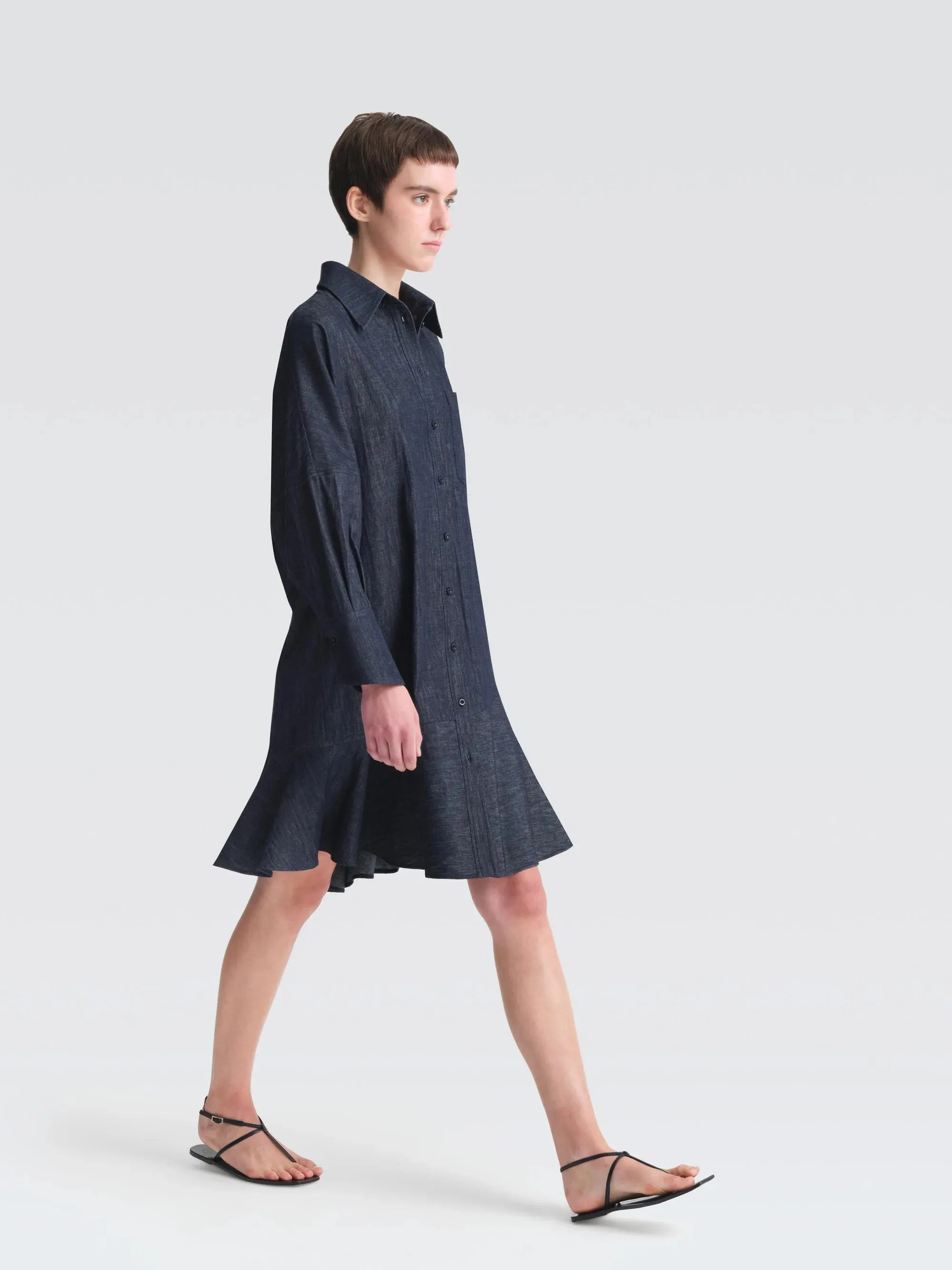 Ariana Linen Denim Mini Dress AbrasionResistant Fabric