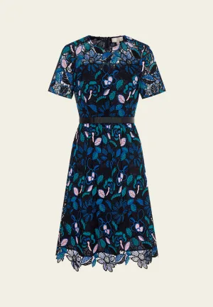 Lace Belted Dress Romance Fit Day Glow
