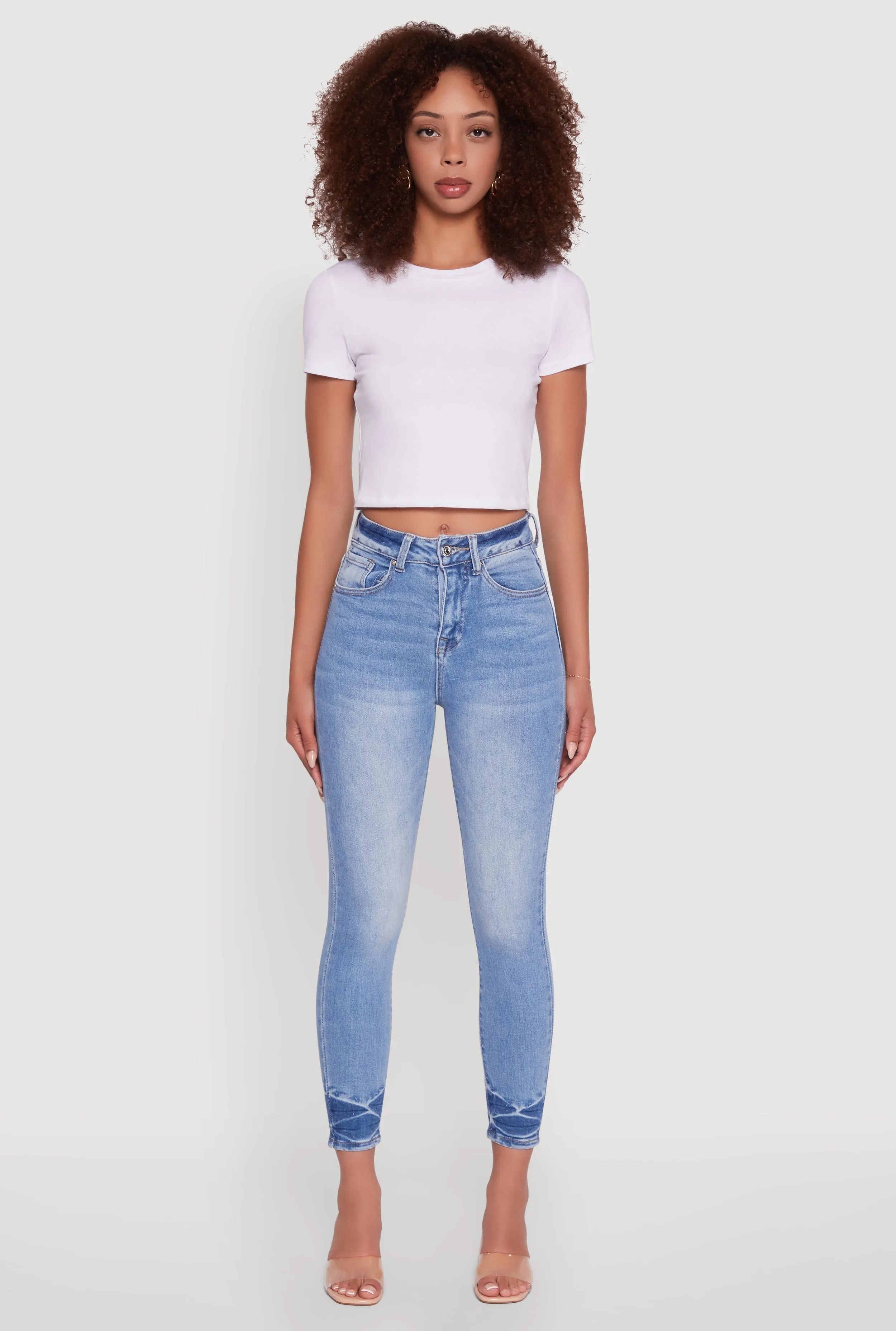WAX Crinkle Hem Whiskered Skinny Jeans Family Style Luxury Popular Staple