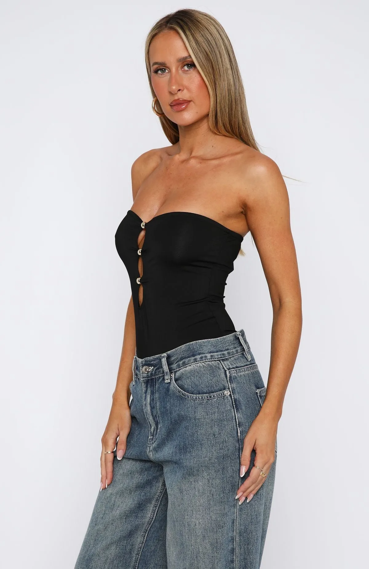 Top Of The Game Strapless Bodysuit Black QuickReleaseFastenings