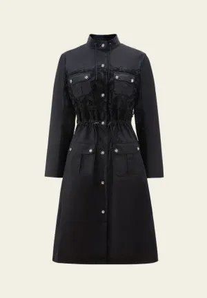 WrinkleResistant Drawstring-waist Lace-detail Parka Dress