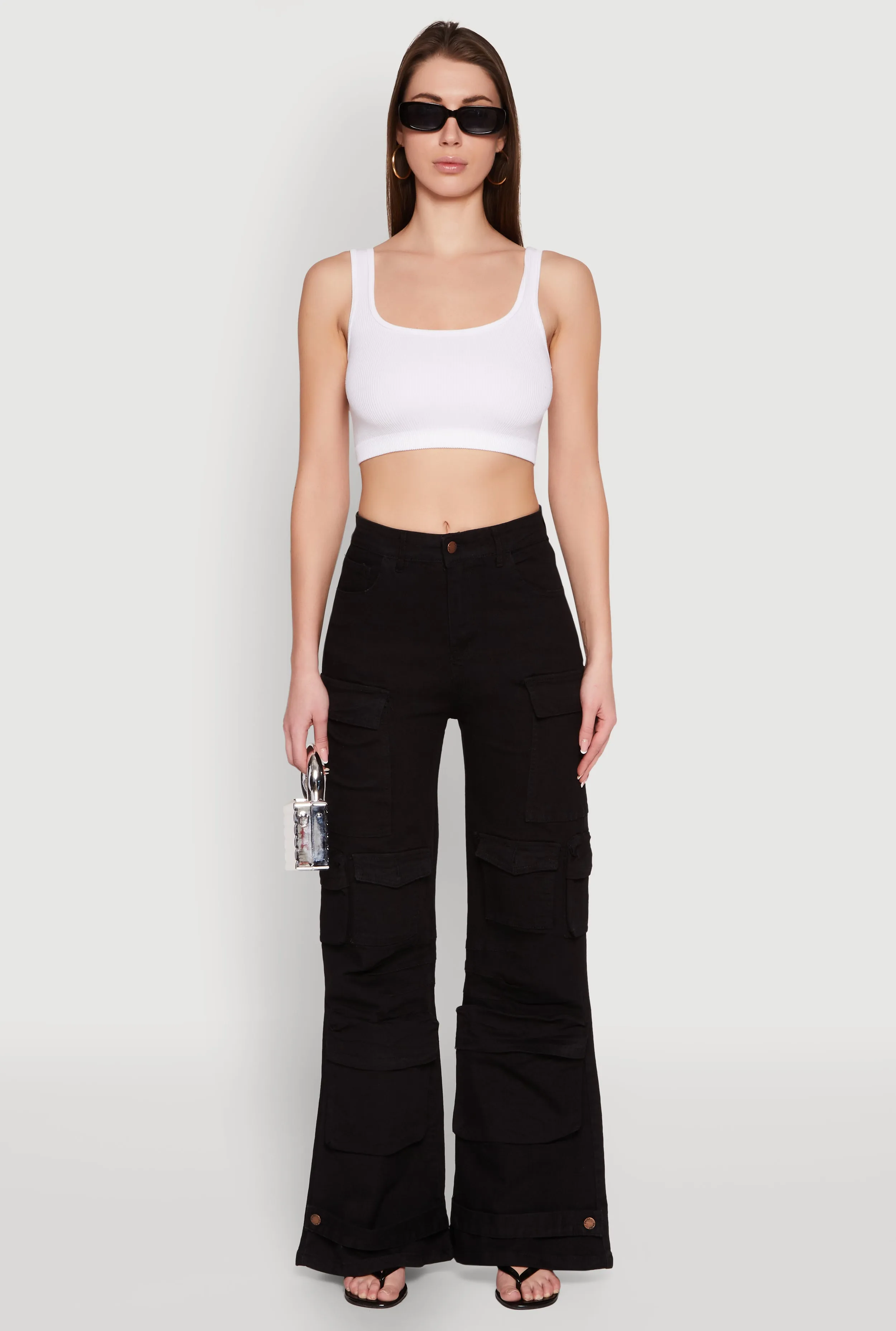 Affordable Beach Day Always Stylish Daisy Cargo Pocket Flare Jeans