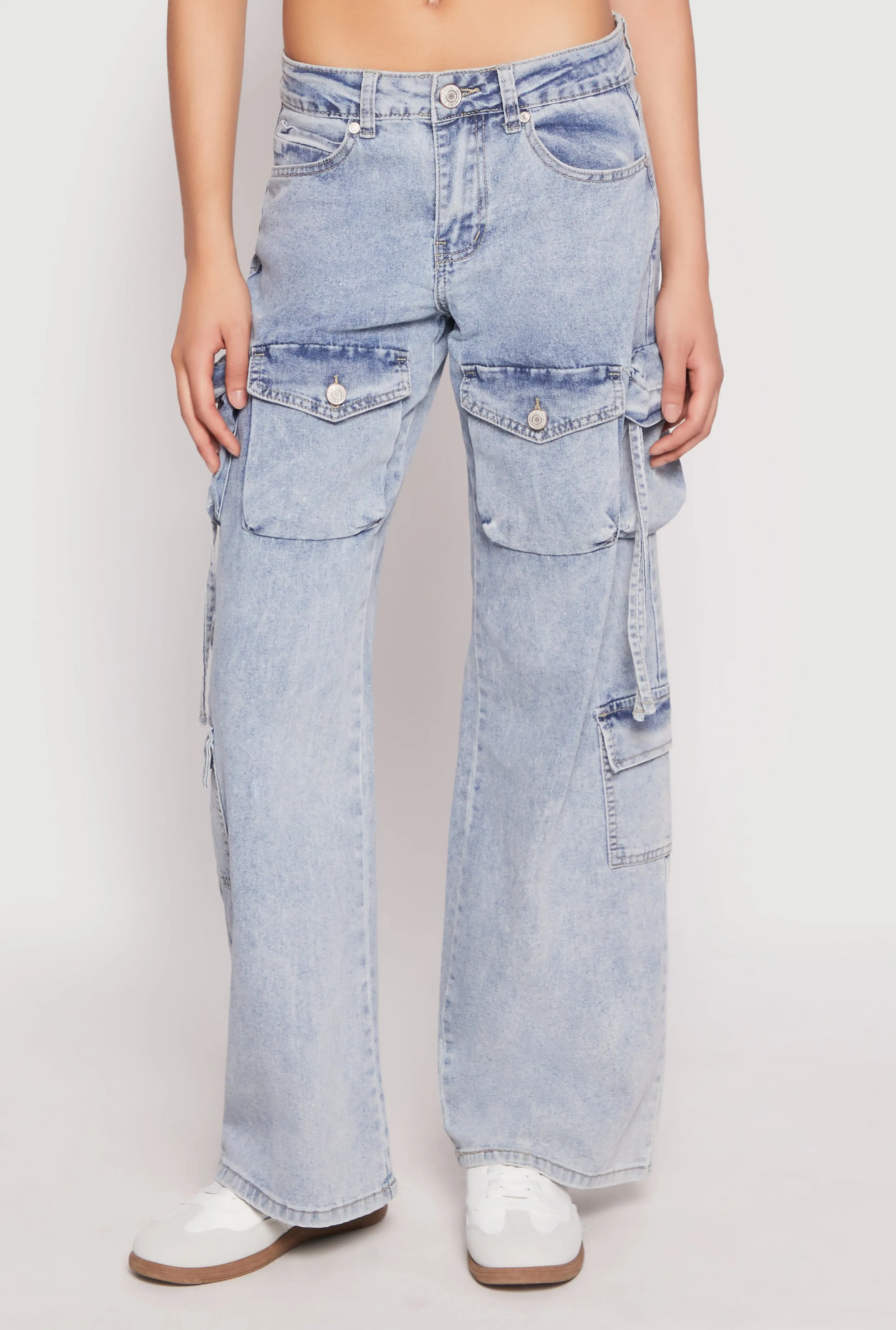 Daily Go-To City Walk Smart Casual VIP Acid Wash Cargo Pocket Jeans