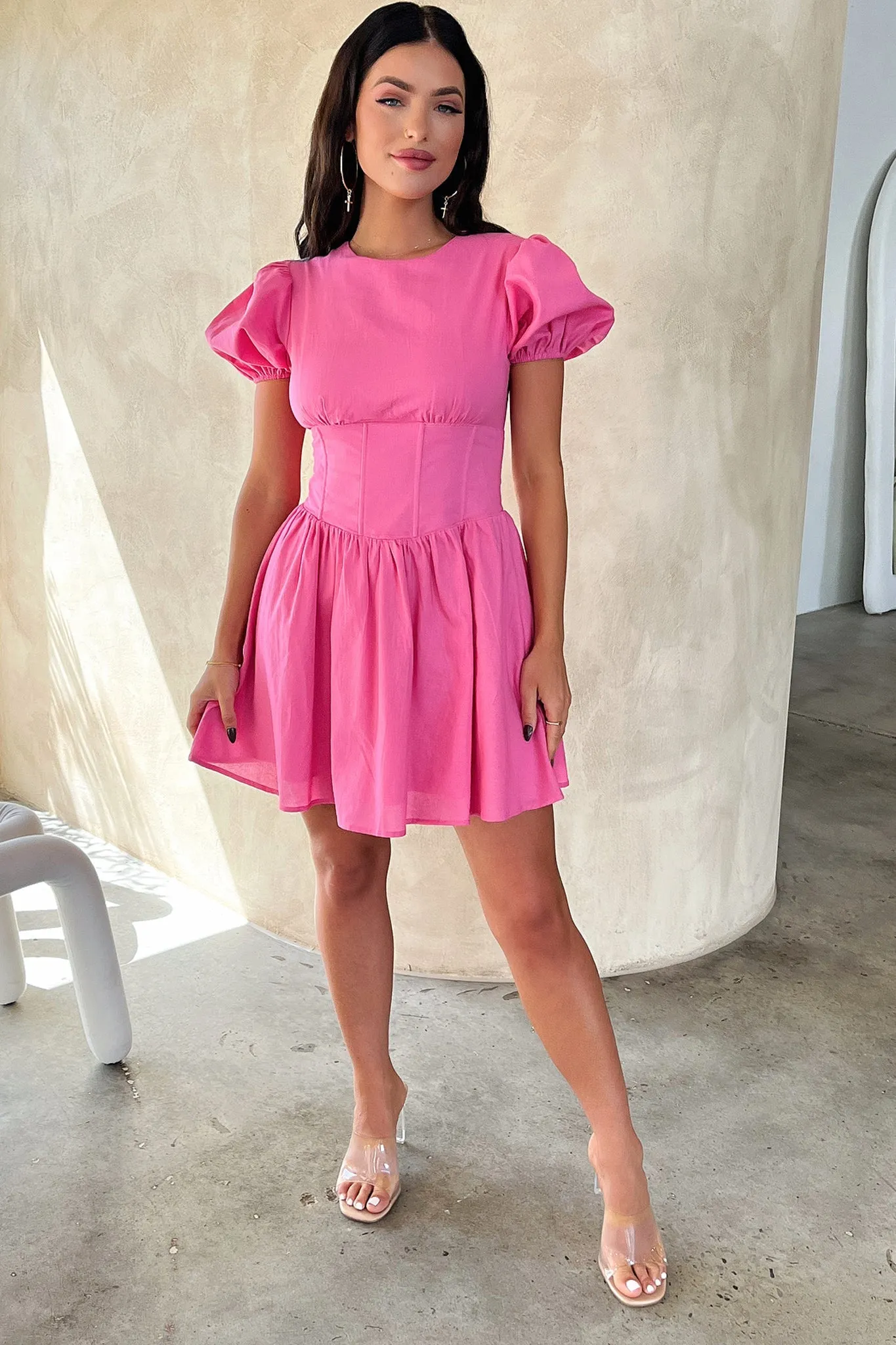 Fun casual mini Jordyn Dress - Hot Pink