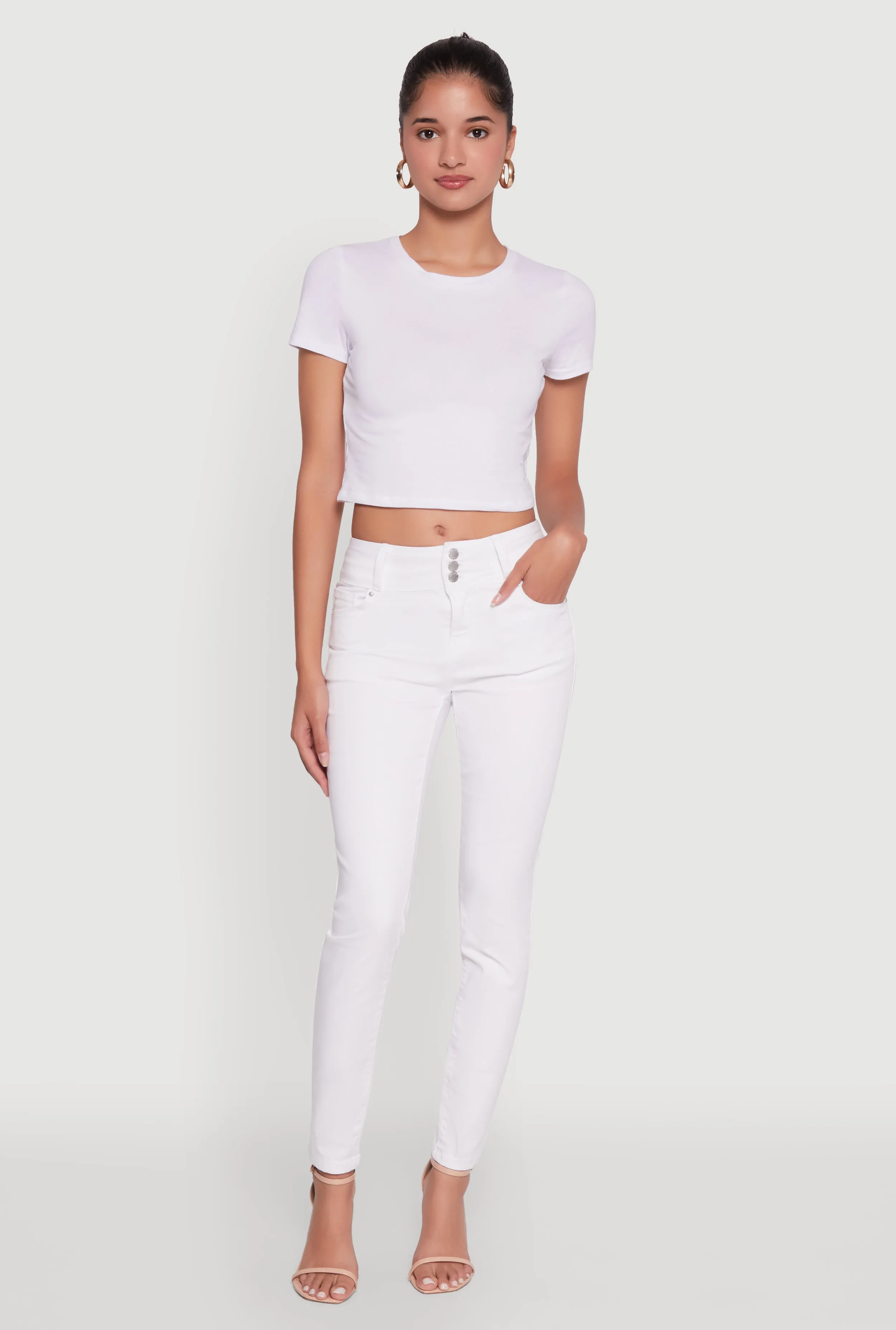 Stylish Daily Wear Parent Style Stretch Minimalist WAX High Waisted Push Up Skinny Jeans