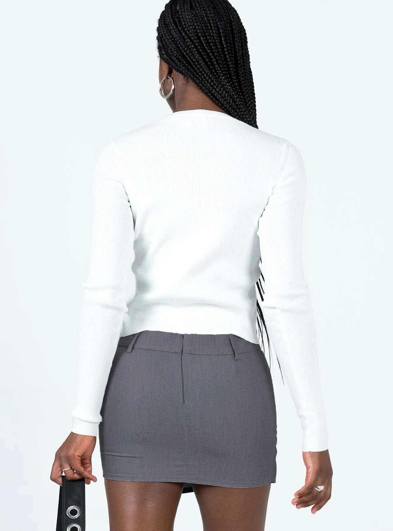 Clean Finish Functional Look Motel Wahip Mini Skirt In Soft Tailoring Grey