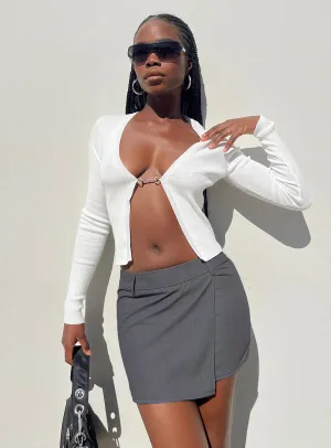 Gentle Flow Airy Look Motel Wahip Mini Skirt In Soft Tailoring Grey