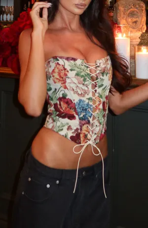 Flatlock stitching BrushedInnerSurface Dear Diary Bustier Floral