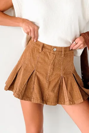 premium fabric Deep Dive In Signature 8 Corduroy Mini Skirt (Camel)