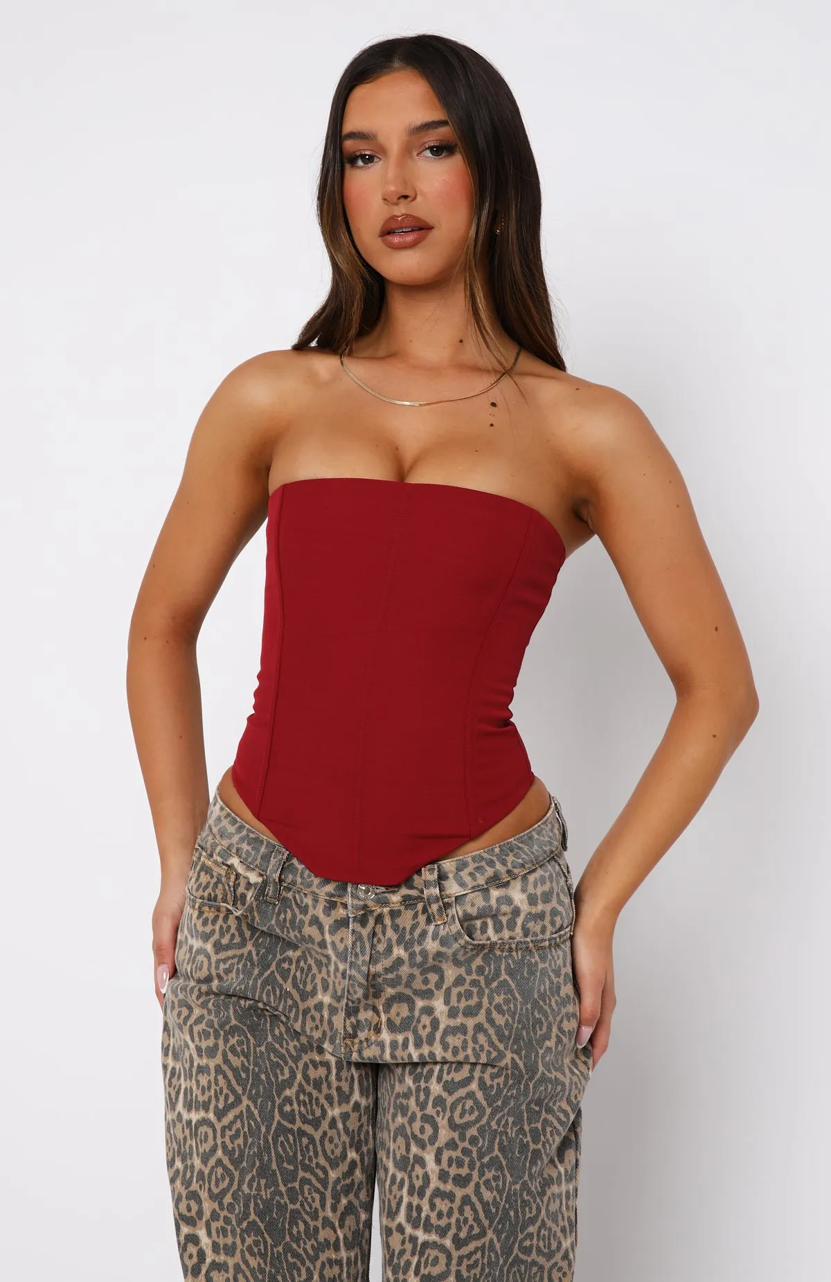 Let It Go Strapless Bustier Wine Breathable Ventilation Ventilated Mesh Panels