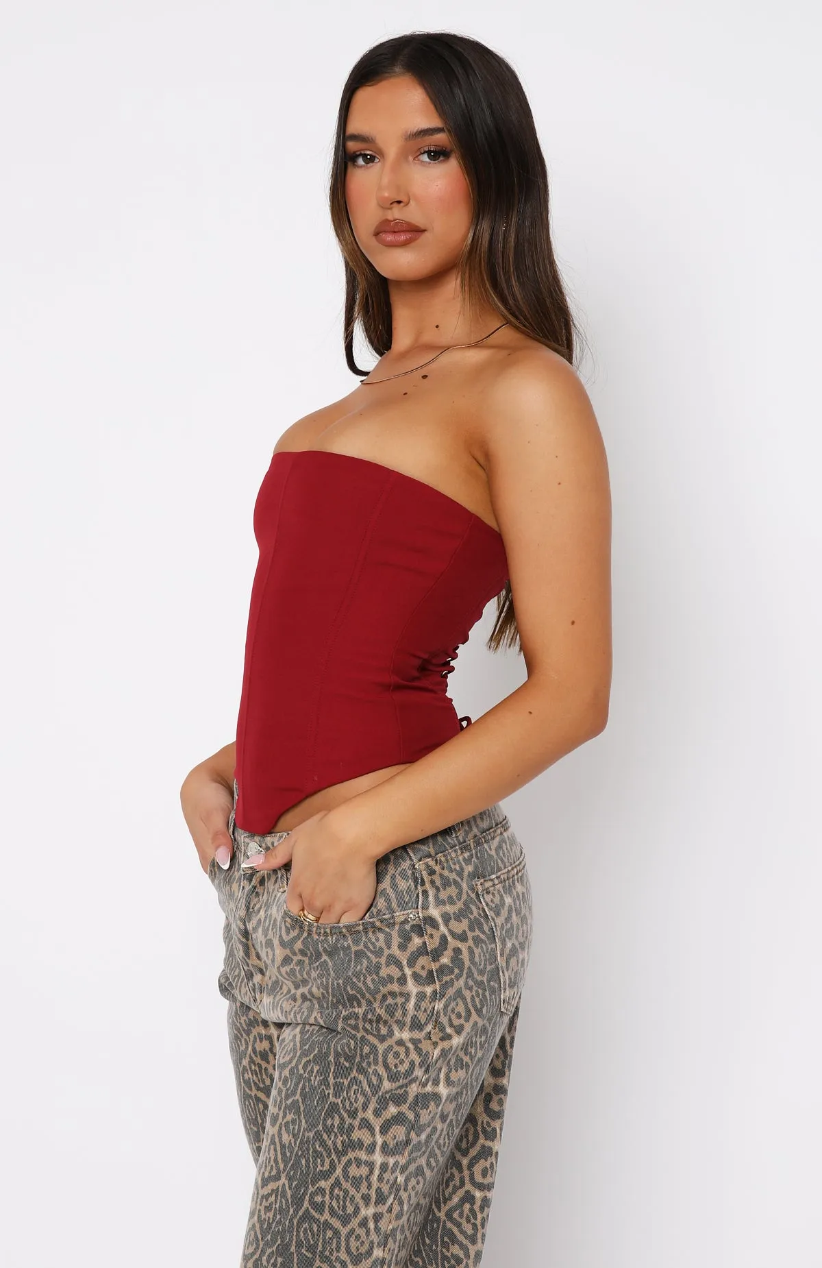 Ethically Sourced Yarn summer top Let It Go Strapless Bustier Wine
