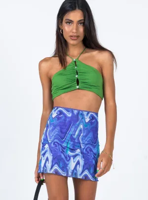 Adyn Mini Skirt Blue high contrast Side Pockets