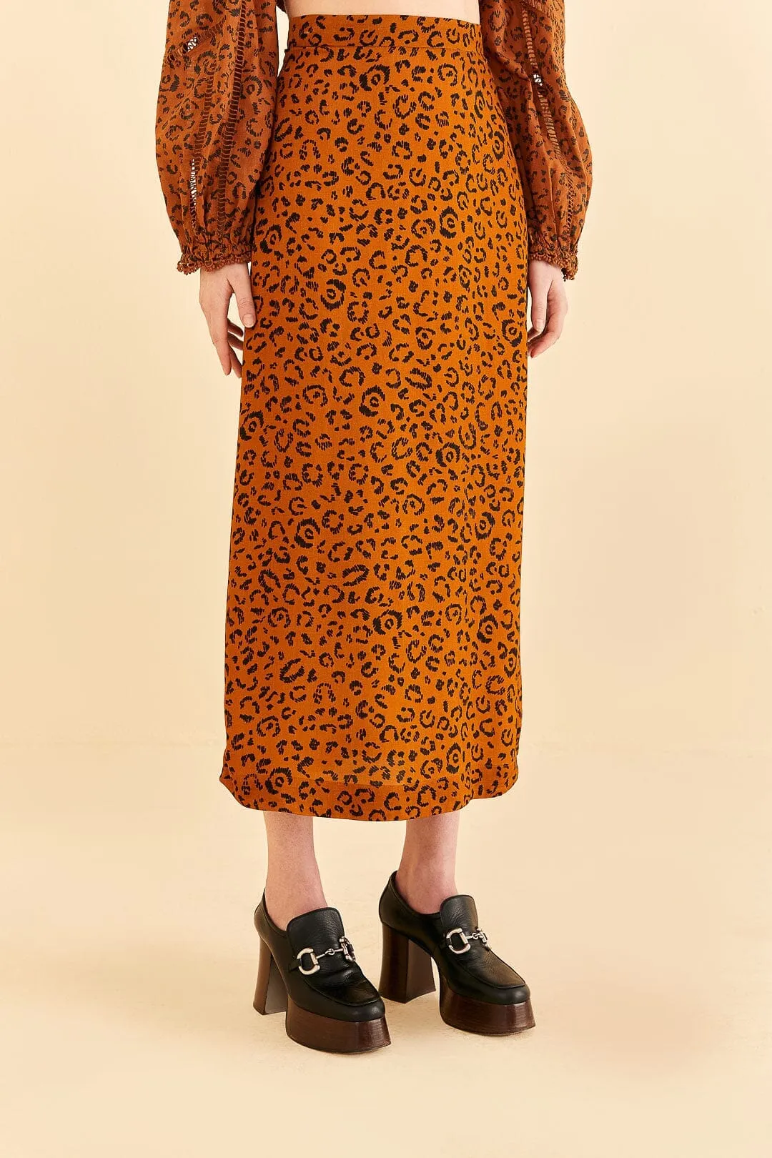 Black Leopards Texture Midi Skirt light texture Chill Wear