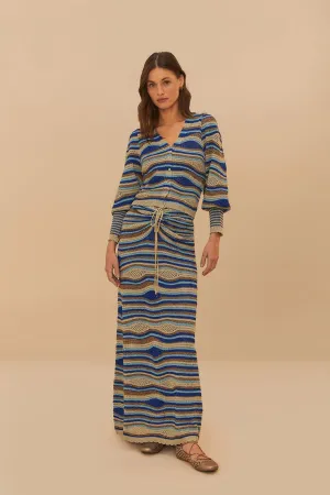Blue Mixed Waves Knit Skirt Resale Value