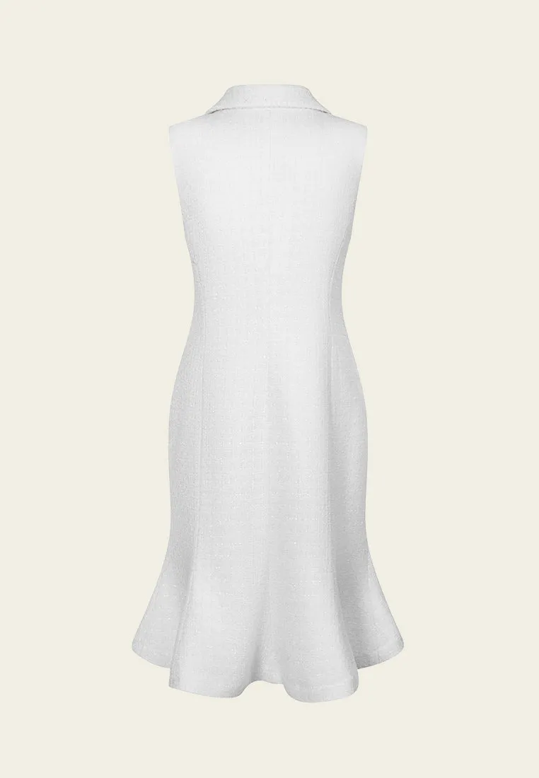 MultiDirectionalFlex Loose Thread Sleeveless Double-breasted Slit-pocket Fishtail Dress