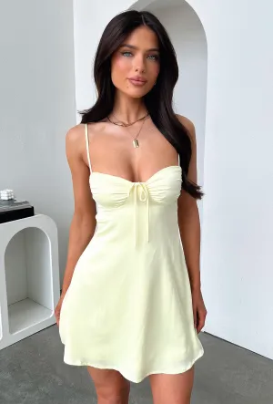 Flexible Edge Binding Nardine Satin Mini Dress - Yellow