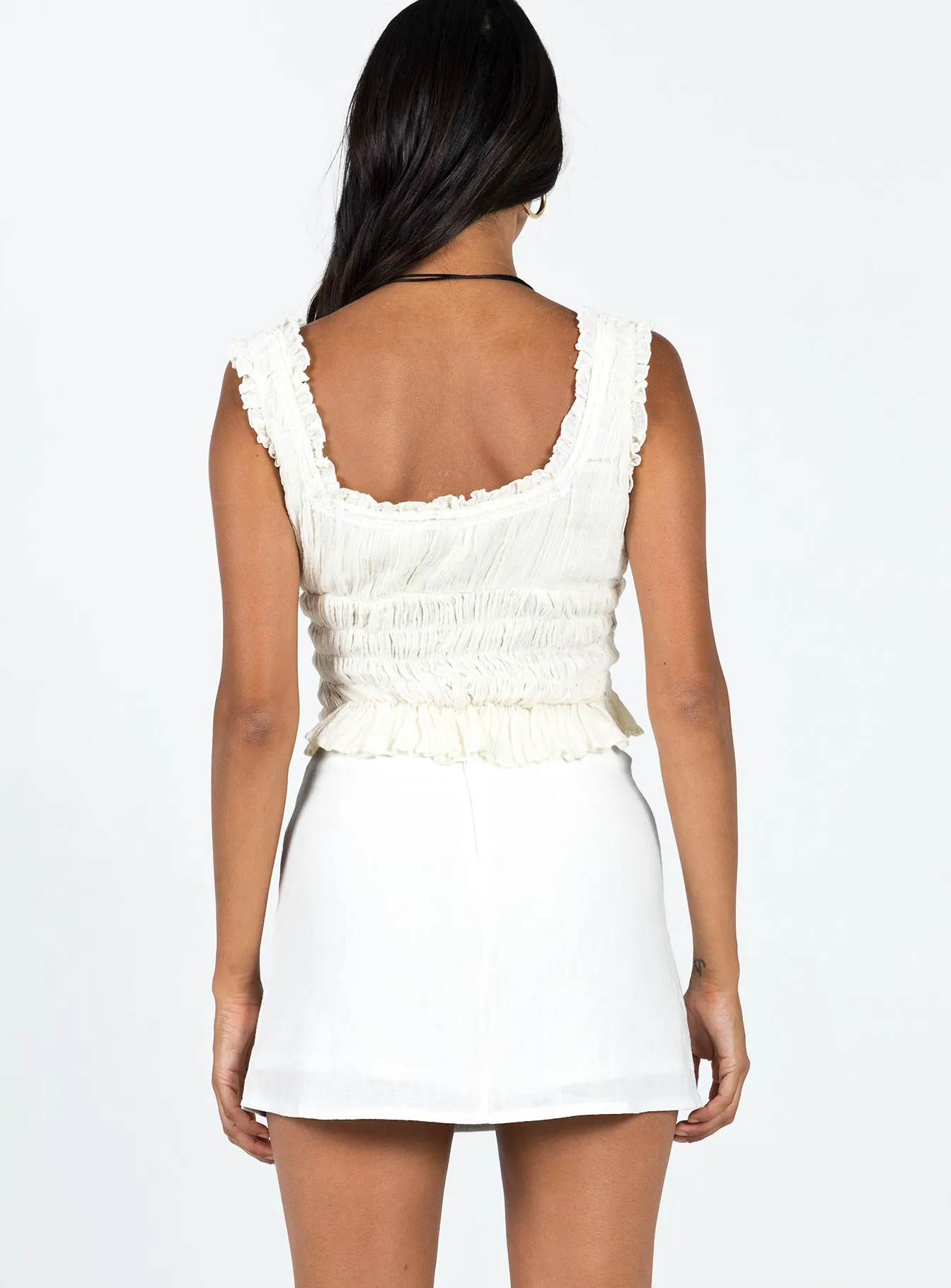 Selby Mini Skirt White Lightweight Fabric Autumn Stroll
