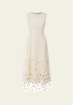 Sleeveless Layered Embellished Hollow-Carved Checked Lace Dress Fall Mood